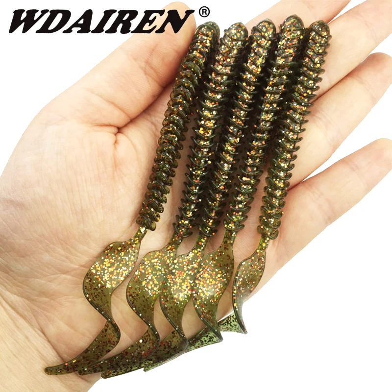 

5Pcs Jig Wobbler Worm soft bait 10.5cm 3g Fishing Lures Spiral Long Tail Swimbaits Artificial Rubber baits Bass Fishing Tackle