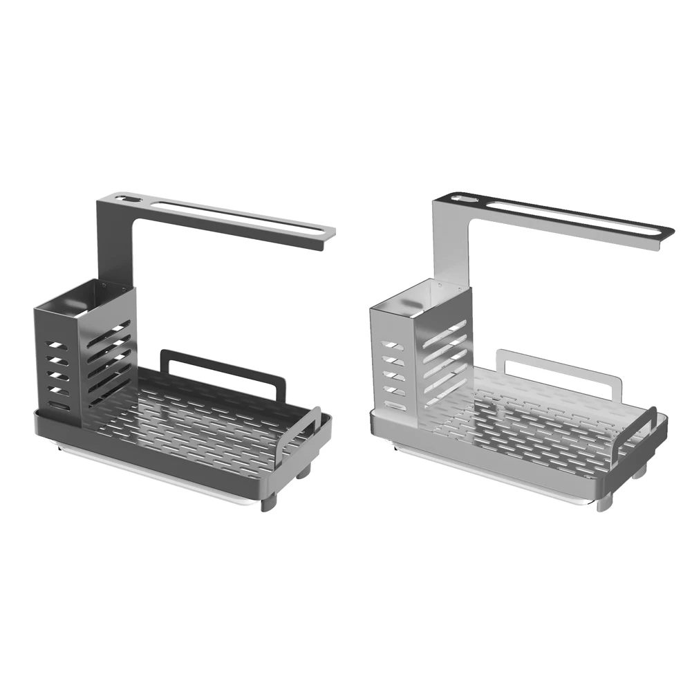 

Sink Tidy Kitchen Sink Caddy Organizer Stainless Steel Sponge Brush Holder With Drain Pan Premium Kitchen Drying Rack Organizer