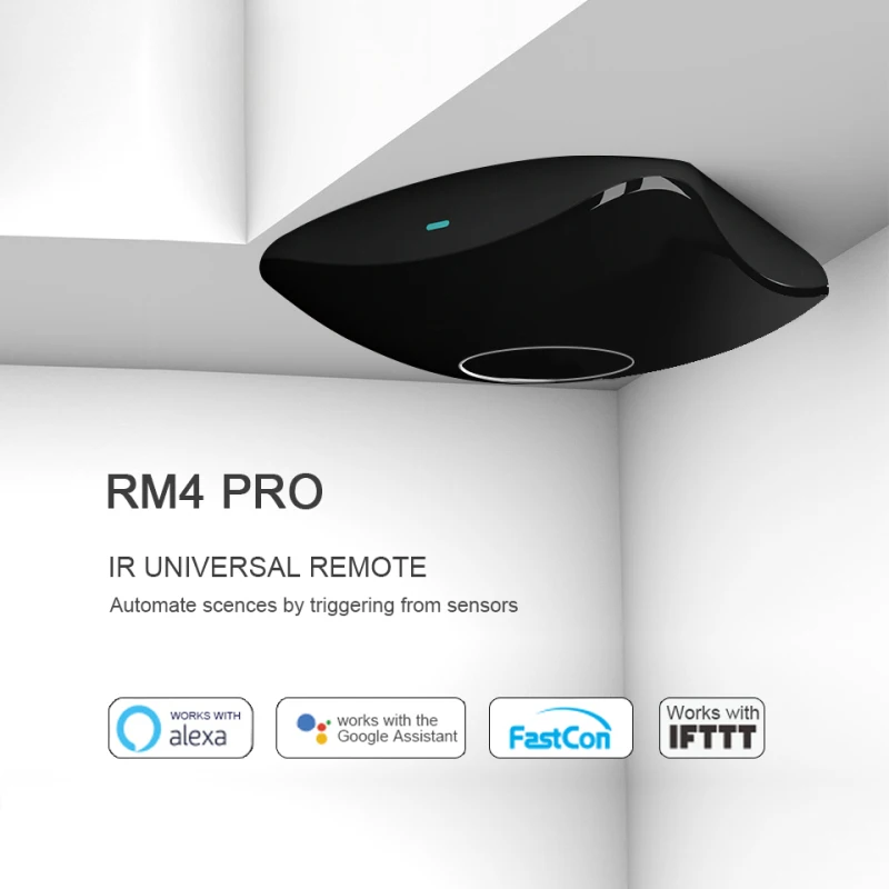 

Broadlink RM4 Pro Rm4 Mini HTS2 EU / UK / US Plug Smart Home WiFi IR+ RF Universal Remote Control Work With Alexa Google Home