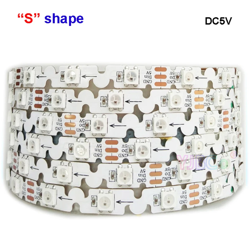 

5m/lot S type bendable Addressable SK6812 pixel LED strip RGB full color 48leds/m 60leds/m S shape Non waterproof 5V as WS2812B