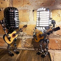 pre sale for 20 days vintage microphone robot touch dimmer lamp table lamp robot desk lamp dropshipping