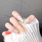 2021 накладные ногти с дизайном, накладные ногти с оранжевым матовым узором, Длинные миндальные ногти, волнистые разворачивающиеся накладные ногти с полным покрытием, накладные ногти
