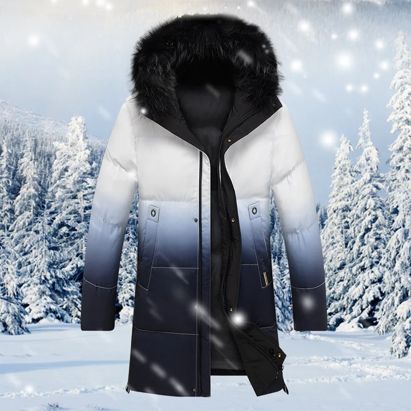 Men'S Plus Fleece Thick Warm Cotton Jacket 2021 Winter Business Long Hooded Coat Male High-Quality Fashion Brand Padded Jacket