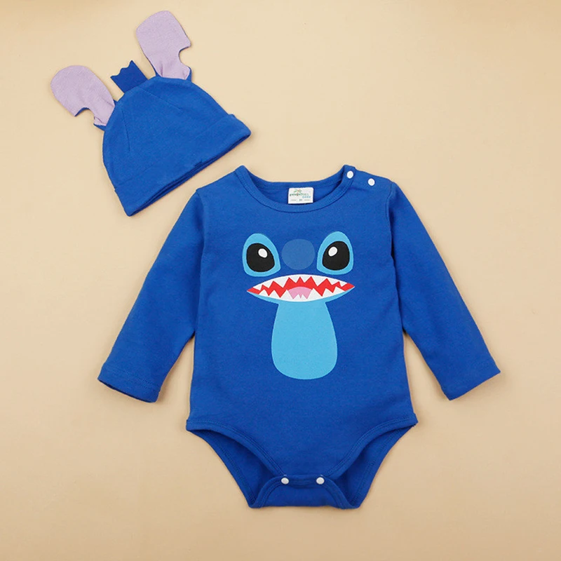 

Baby Boys Girls Romper Cute Cartoon Cotton Long Sleeve Jumpsuit Infant Clothing Autumn Newborn Baby Clothes+Hat Set