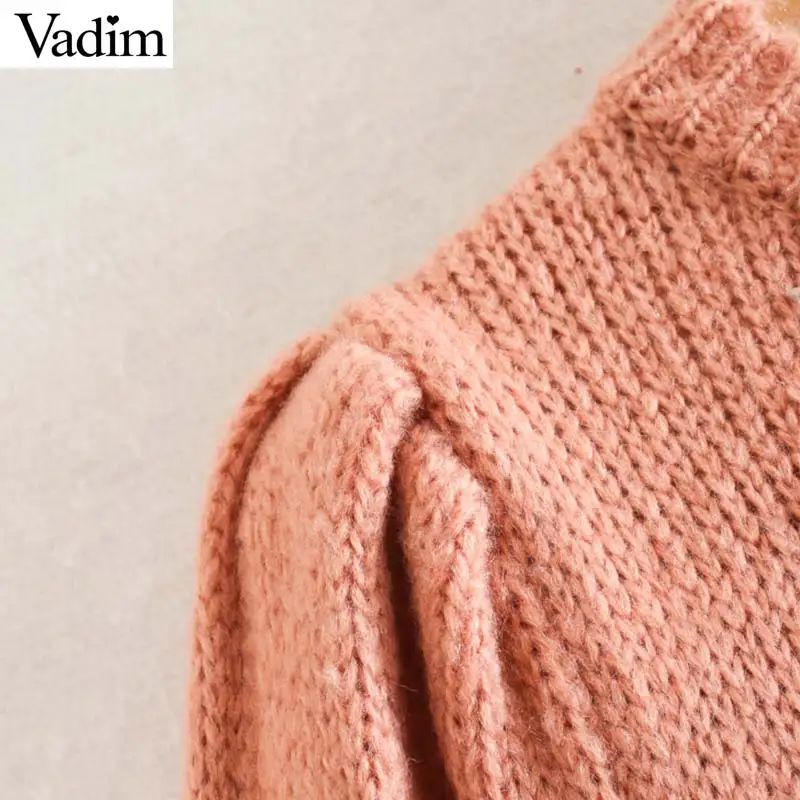 Vadim women stylish patchwork knitted sweaters long sleeve O neck elastic pullovers female outwear chic warm tops HA621 | Женская одежда