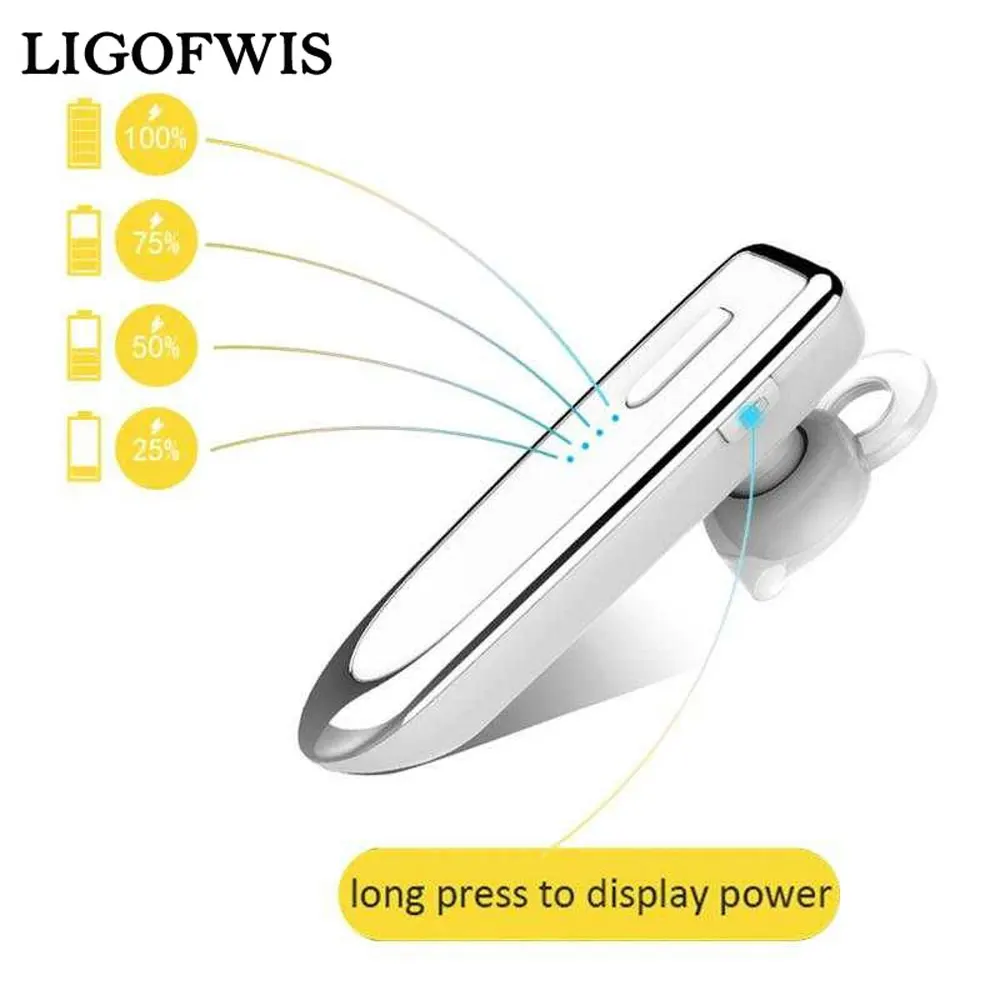 Беспроводная bluetooth гарнитура с новым аккумулятором большой емкости|Наушники и