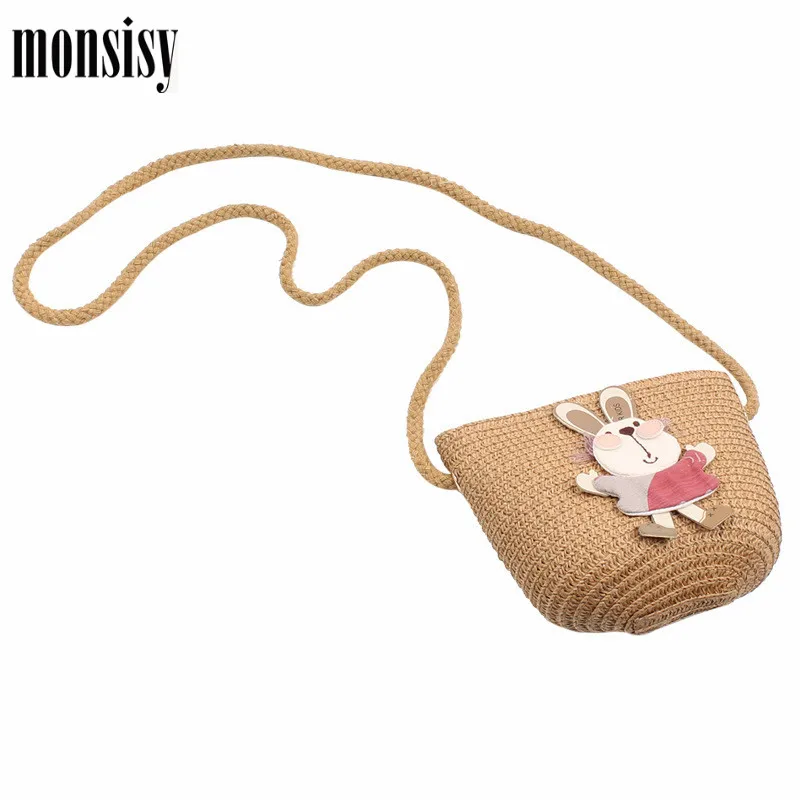 Monsisy летняя Соломенная пляжная сумка детская Наплечная Сумка Детские Мультяшные