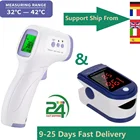 Профессиональный Пальчиковый Пульсоксиметр Портативный монитор частоты сердечных сокращений Измерение частоты сердечных сокращений и бесконтактный тела Температура цифровой лба