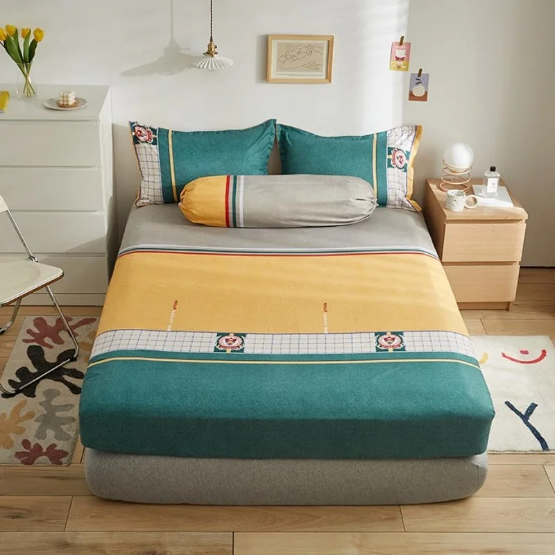 

Printed Fitted Sheet Set Cartoon Mattress Cover Four Corners With Elastic Band Bed Sheet For King Size(Pillowcase not included)