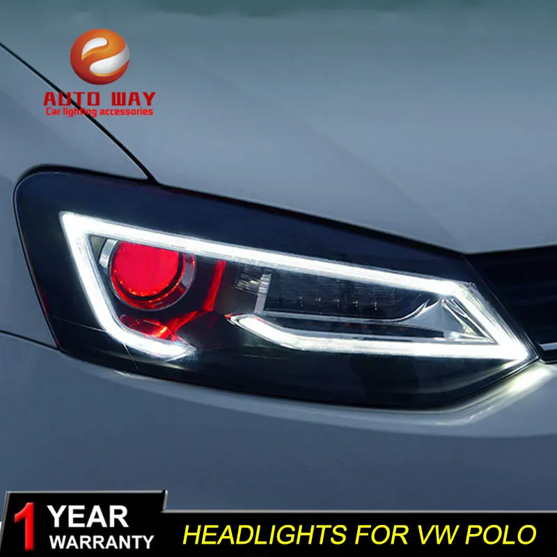 

Car stying Case For VW Polo 2011-2017 LED Polo Headlight VW Polo Headlights DRL Head Lamp Angel Eye Hid Option Bi Xenon