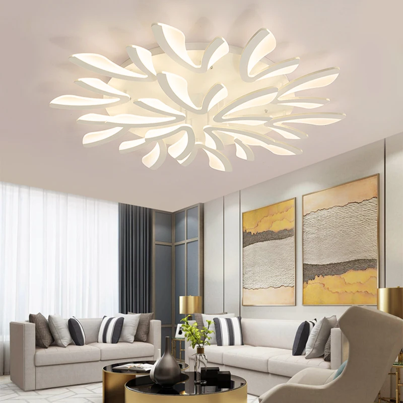 V Белая Светодиодная потолочная люстра светильник для гостиной спальни столовой