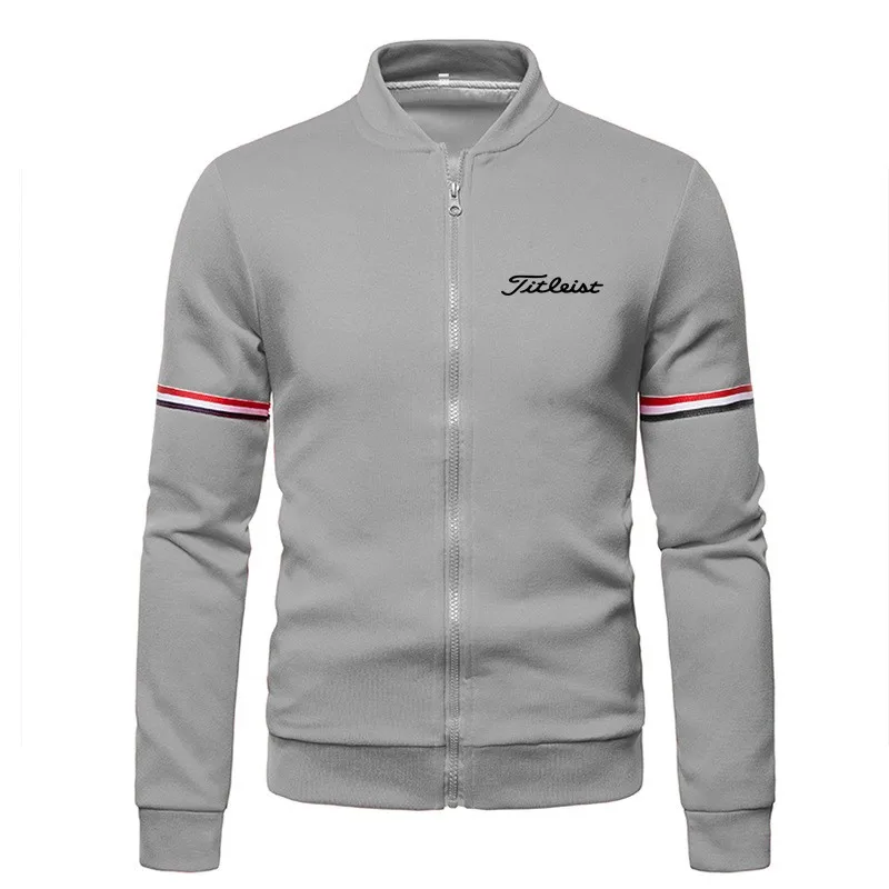 

Куртка мужская для игры в гольф, Тонкий Модный облегающий повседневный спортивный свитер на молнии с длинным рукавом, куртки для бега и фитн...