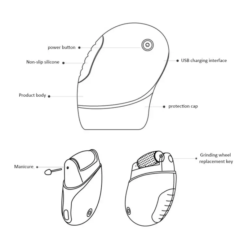 Электрическая пилка для удаления мозолей гладкой пяточной кожи 2 в 1 инструмент