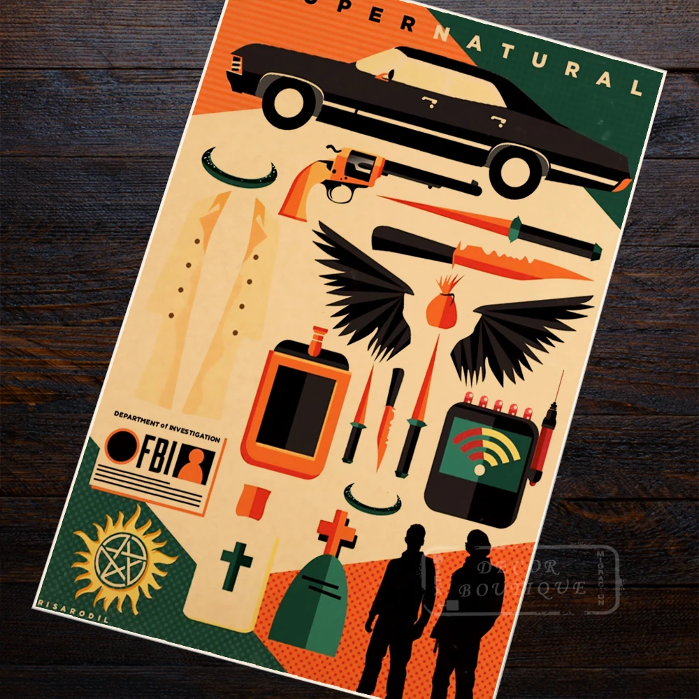 Инструменты из постер сериала &quotСверхъестественное&quot Фантазия ТВ Винтаж ретро
