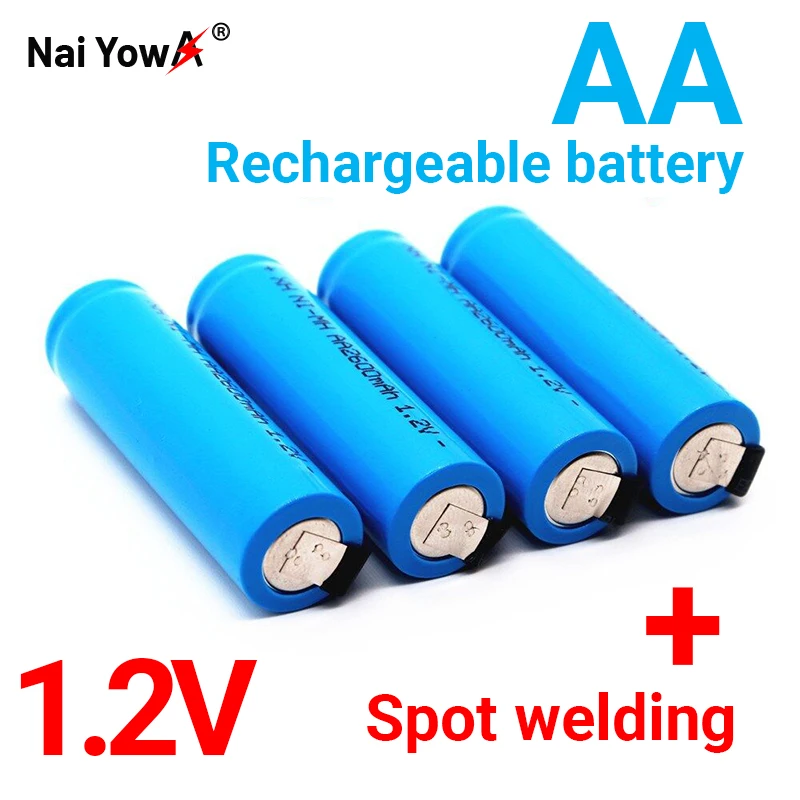 Original AA Rechargeable Battery 1.2V 2600mah AA NiMH Battery with Solder Pins for DIY Electric Razor toothbrush Toys