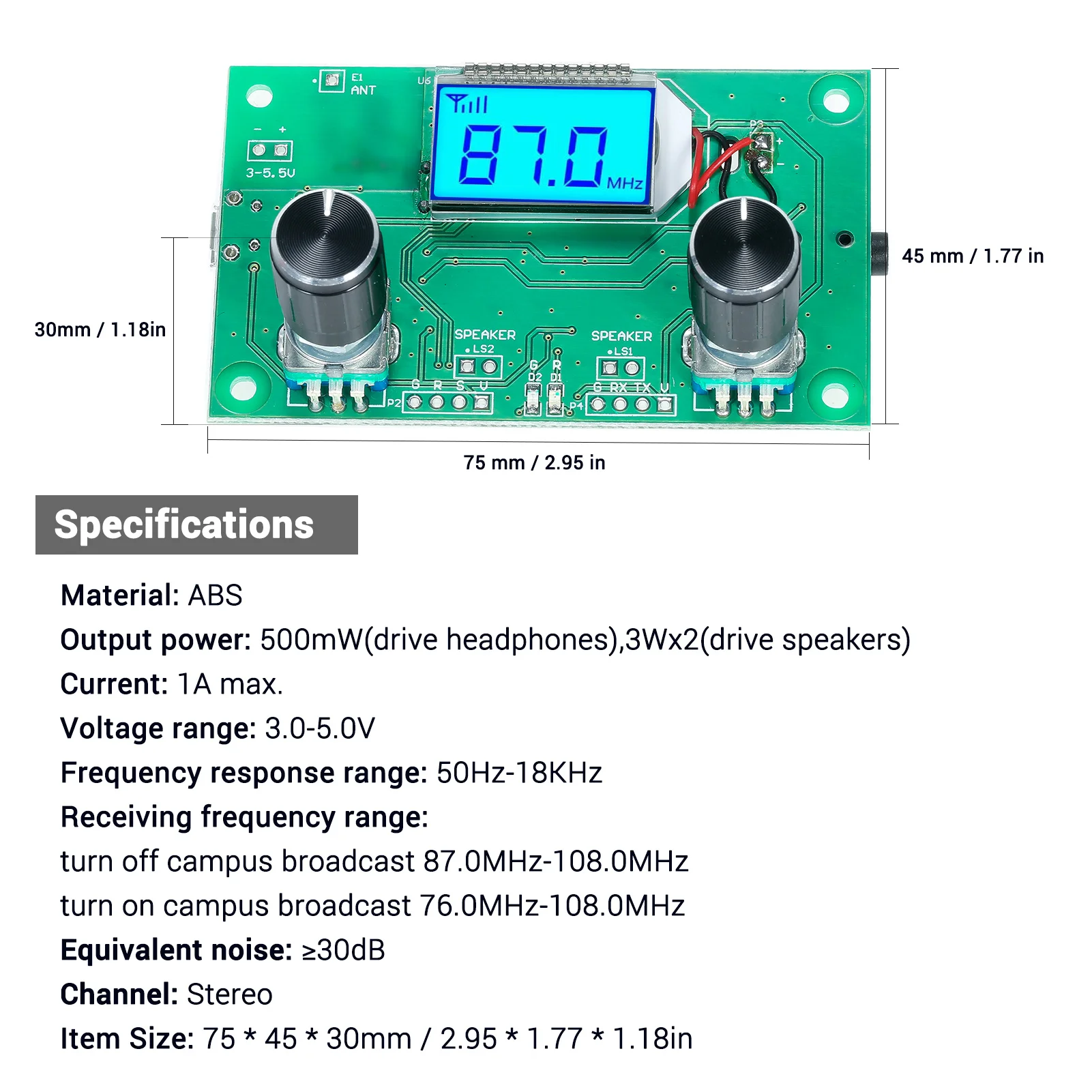 KKmoon цифровой FM радио Беспроводной модуль приемника ЖК дисплей Дисплей с