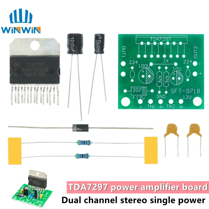 1 комплект TDA7297 Плата усилителя запасные части dc 12v класс 2 0 Двойное аудио