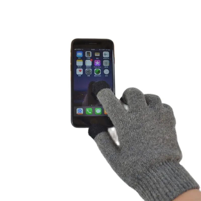 

Winter Touch Screen Gloves Women Men Warm Stretch Knit Mittens Imitation Wool Full Finger Gloves Female Crochet Guantes Mujer