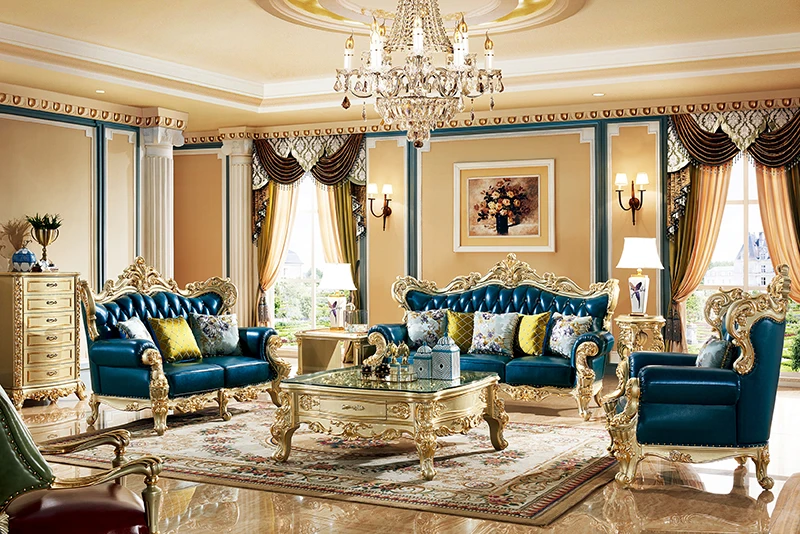 Французский античный барочный стиль ручной работы стеклянный кофейный столик из