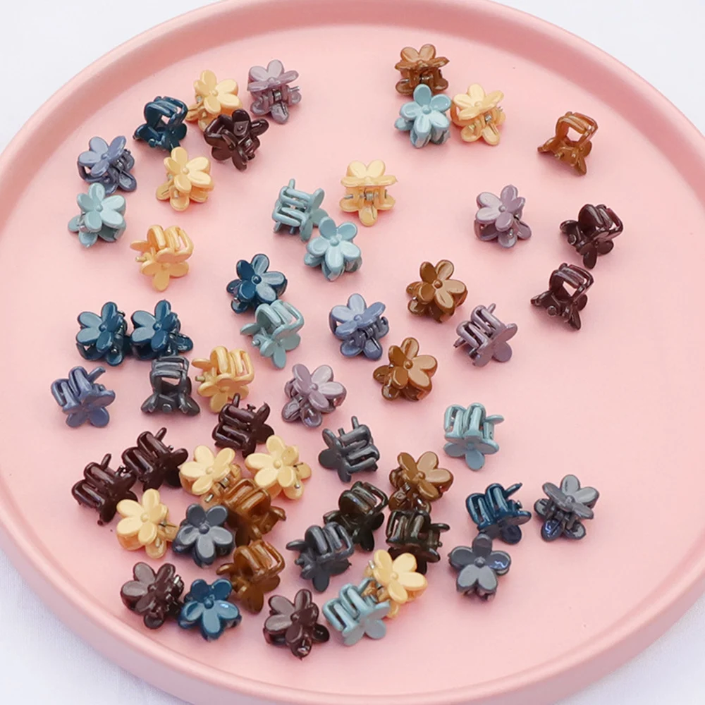 

40pcs Mini Flower Hair Claws Mixed Color Jaw Clips Women Girls Bangs Side Hairpins Barrette Headwear DIY Makeup Styling Accessor