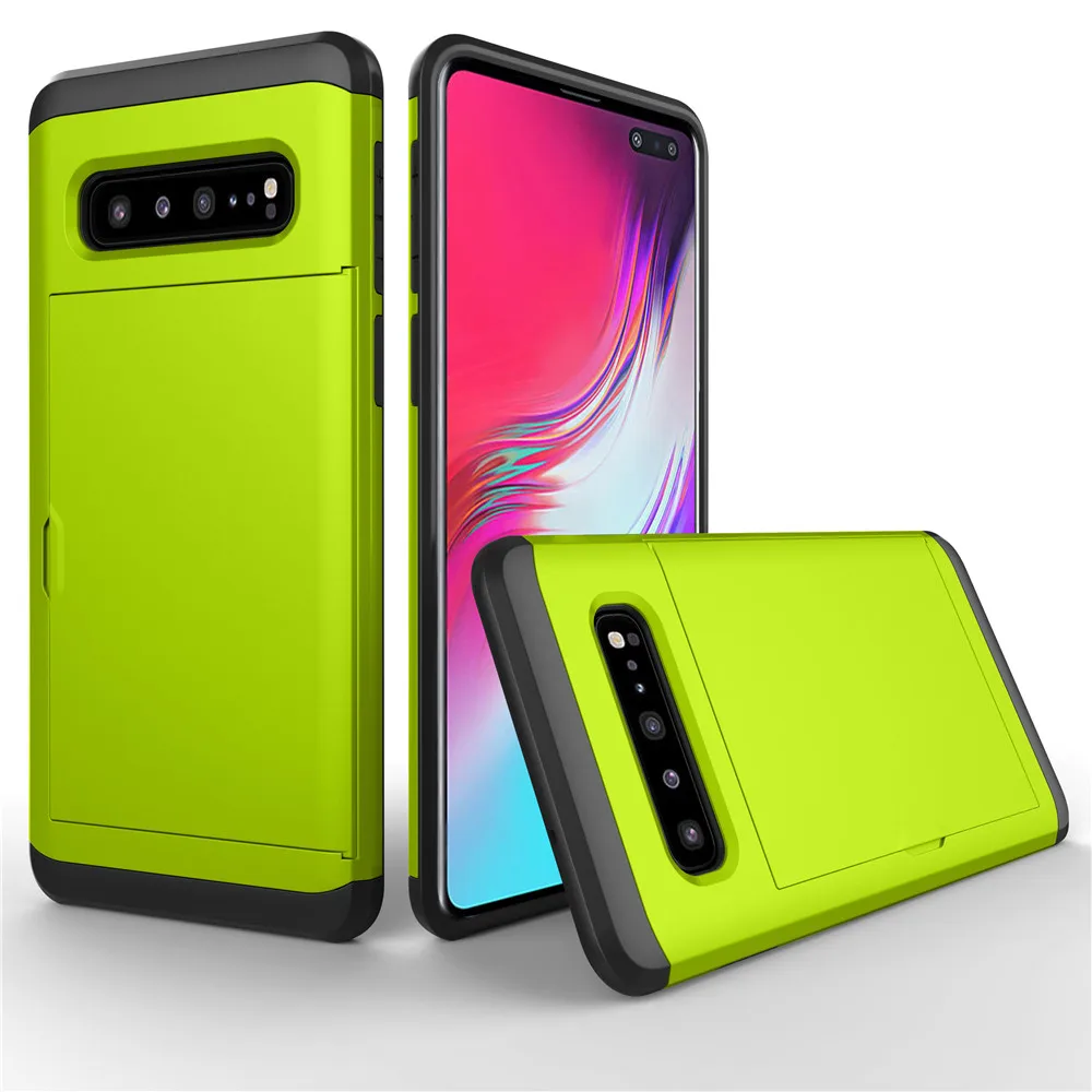 Green VRSDES деловой чехол для телефона для samsung Galaxy S10 S10E S10 Plus S9 S8 S7 скользящий защитный чехол с отделениями для карт чехол для samsung Note 9 8 - Цвет: Green
