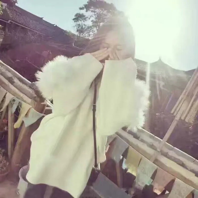 

Harajuku High Collar Sexy White Sweater Female Autumn and Winter Loose Korean Knit Cardigan Fashion Casual Elegant Women Sweater