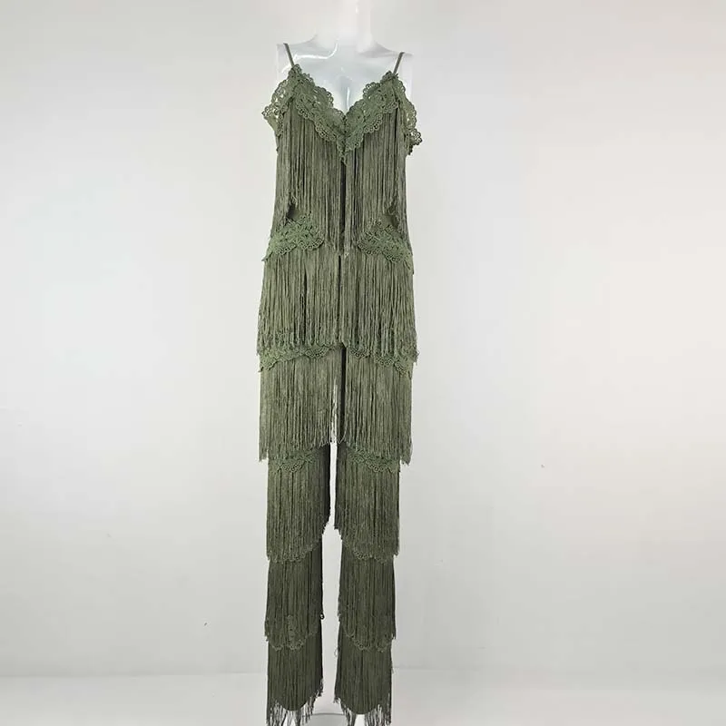 Женский комбинезон на бретелях-спагетти оливковый зеленый черный белый с