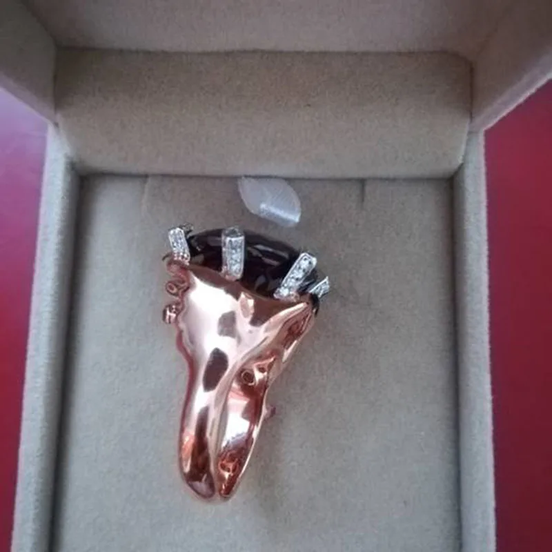 Qi Xuan_Fashion Jewelry_Big темно-красный камень роскошный гнев Rings_S925 Стерлинговое Серебро твердые руки палец rings_завод прямые продажи