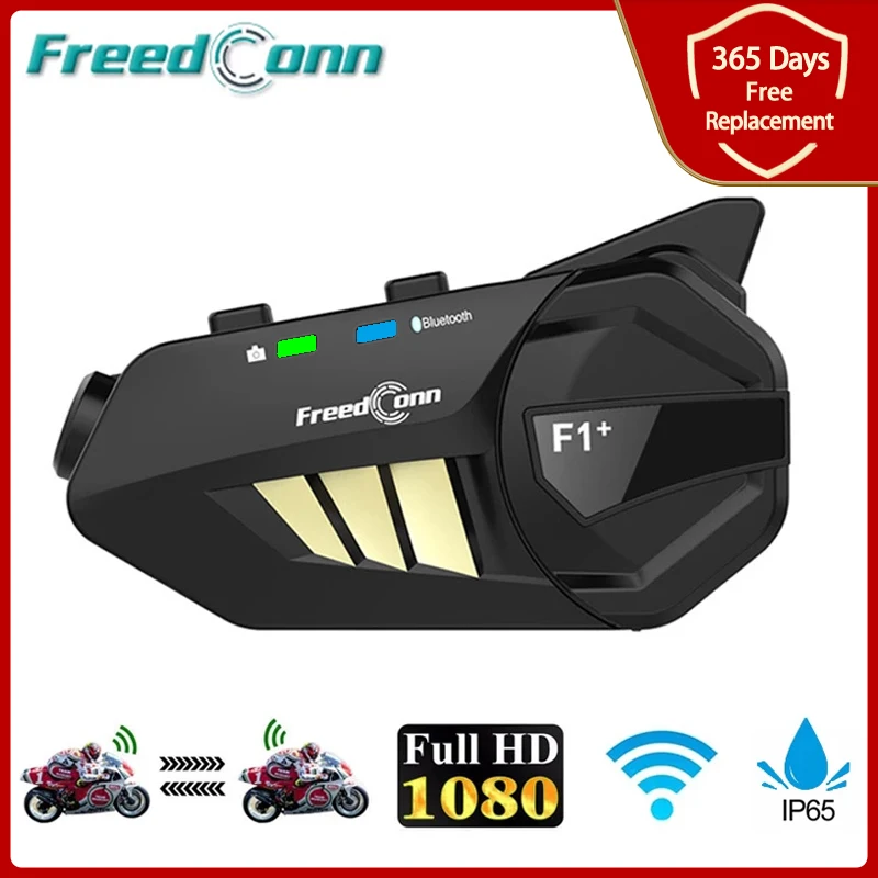 Freedconn F1 плюс 6 мотоциклистов группа домофон Водонепроницаемый объектив HD 1080P