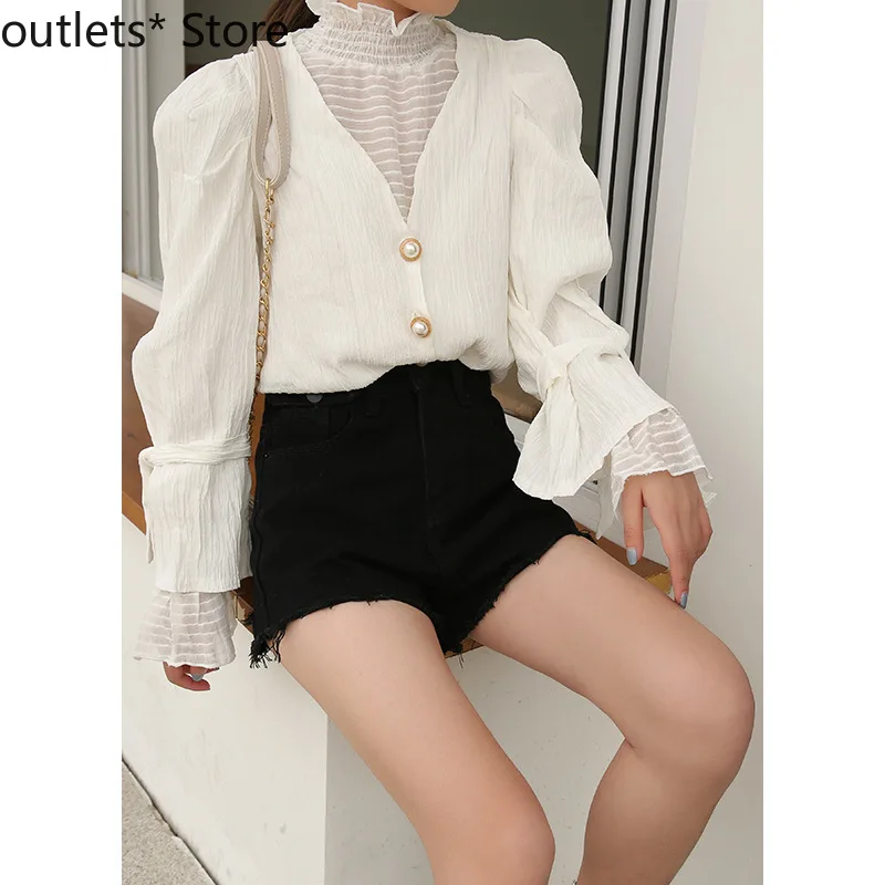 

New French Temperament Chiffon Shirt Women's Tops Girls Korean Tops Womens Tops and Blouses