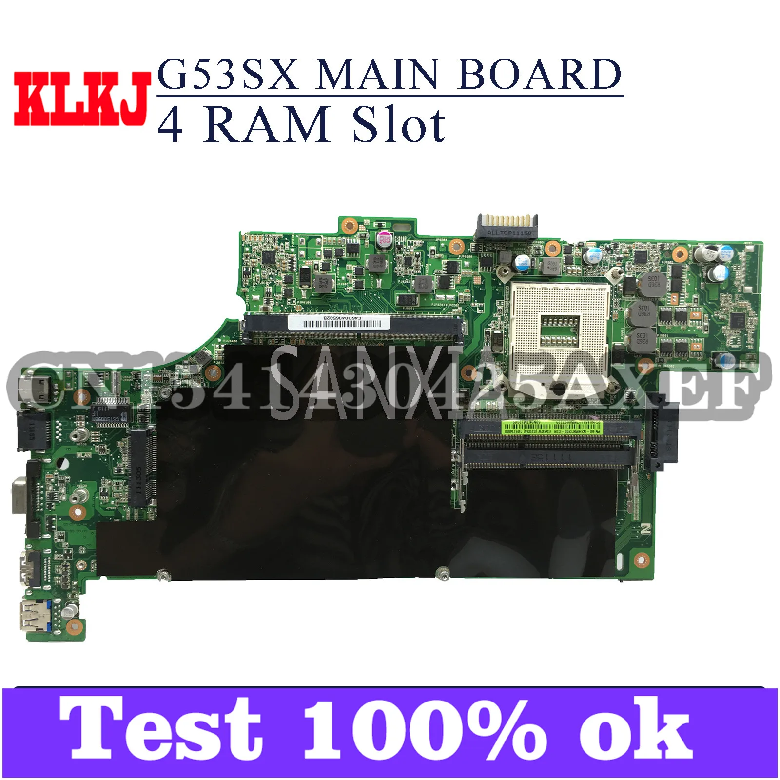 

Материнская плата KLKJ для ноутбука ASUS G53SW G53SX VX7 G53S, оригинальная материнская плата HM65 с 4 слотами