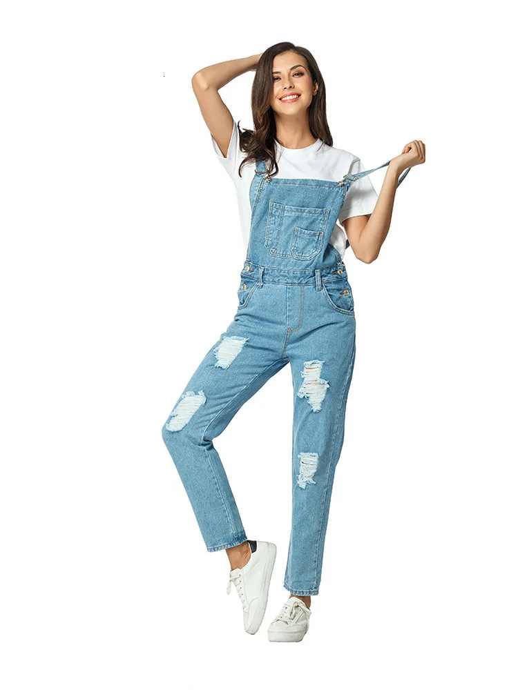 Свободные рваные джинсовые комбинезоны бойфренда для женщин 2019 женская уличная