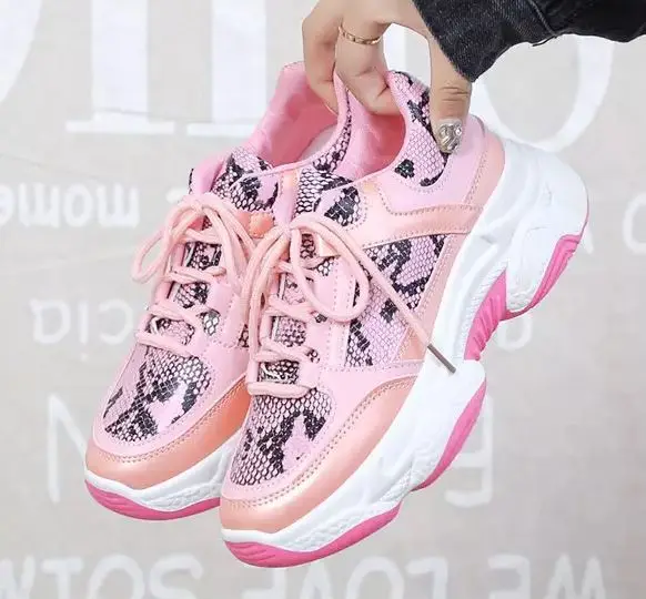 New fashion brand sneakers Woman Shoes Pu leather Leopard Platform outdoor sneakers women sports shoes Ladies Plus size 36-42
