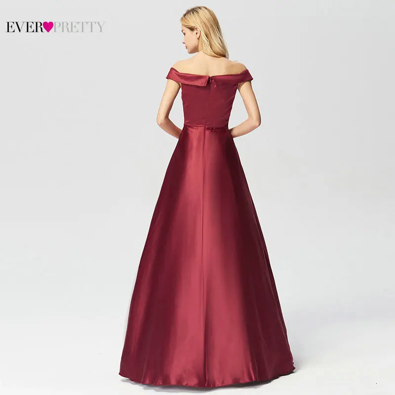 Вечерние платья Длинные Ever Pretty элегантные трапециевидные бордовые с открытыми плечами без рукавов новое поступление платья для особых случаев свадьбы
