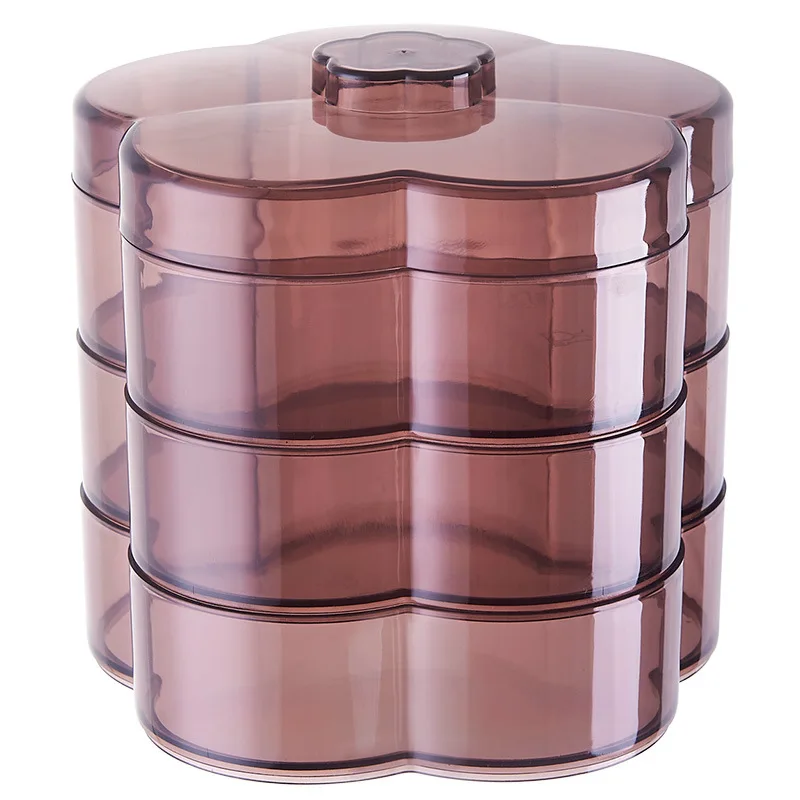 Multi Grids Stackable Compartments Food Storage Divider with Cover Lid Fruits Biscuits Dried Nuts Candy Container Plastic | Дом и сад