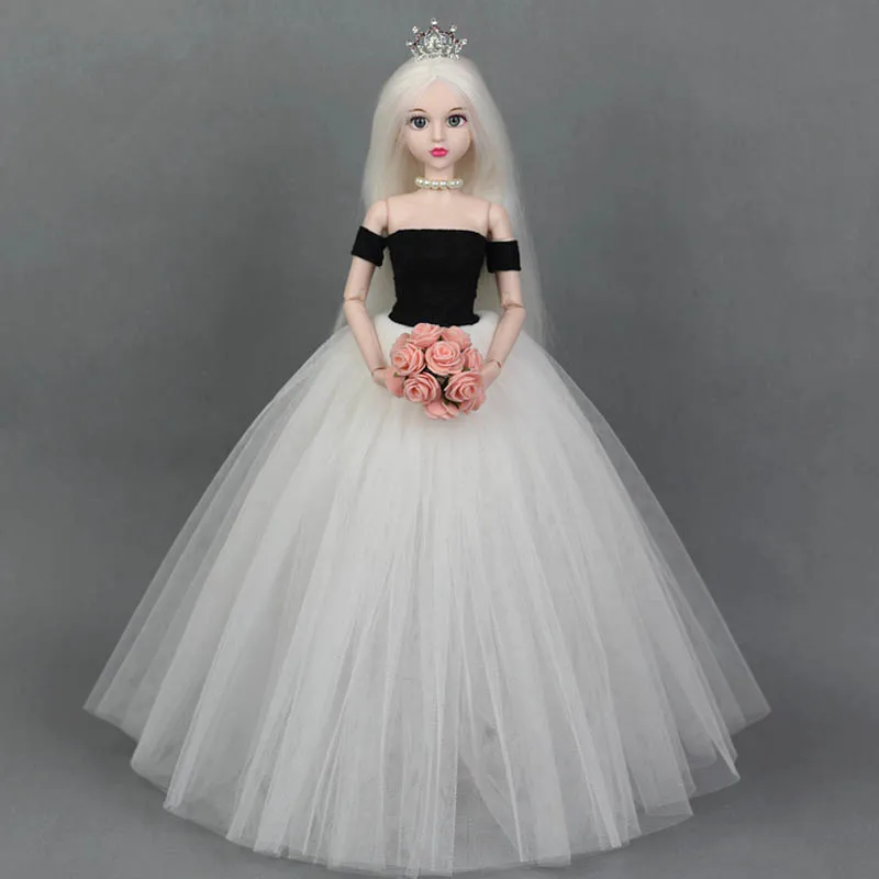 Высококачественное платье и фата свадебное для шарнирной куклы 1/4 вечернее