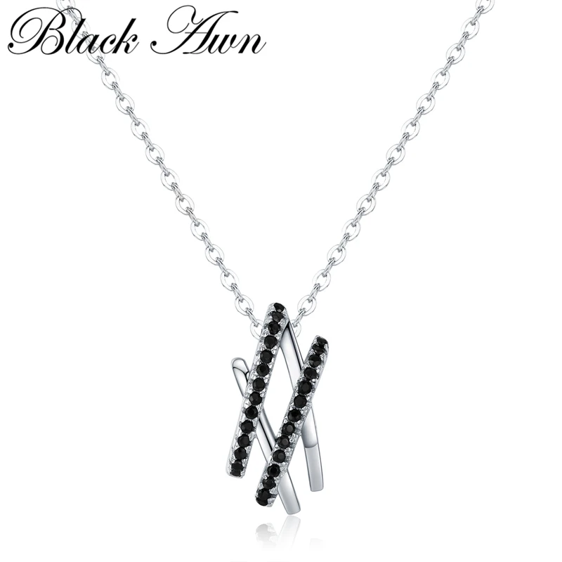 

[BLACK AWN] Femme 925 Sterling Silver Necklaces Pendants Women Jewelry Necklace Bijoux P198