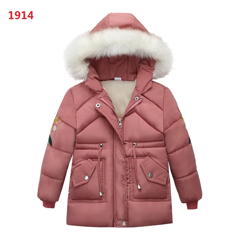 Pink Одежда для детей от 3 до 6 лет Детское пальто Зимняя теплая куртка с буквенным принтом хлопковая куртка с капюшоном для мальчиков - Цвет: Pink