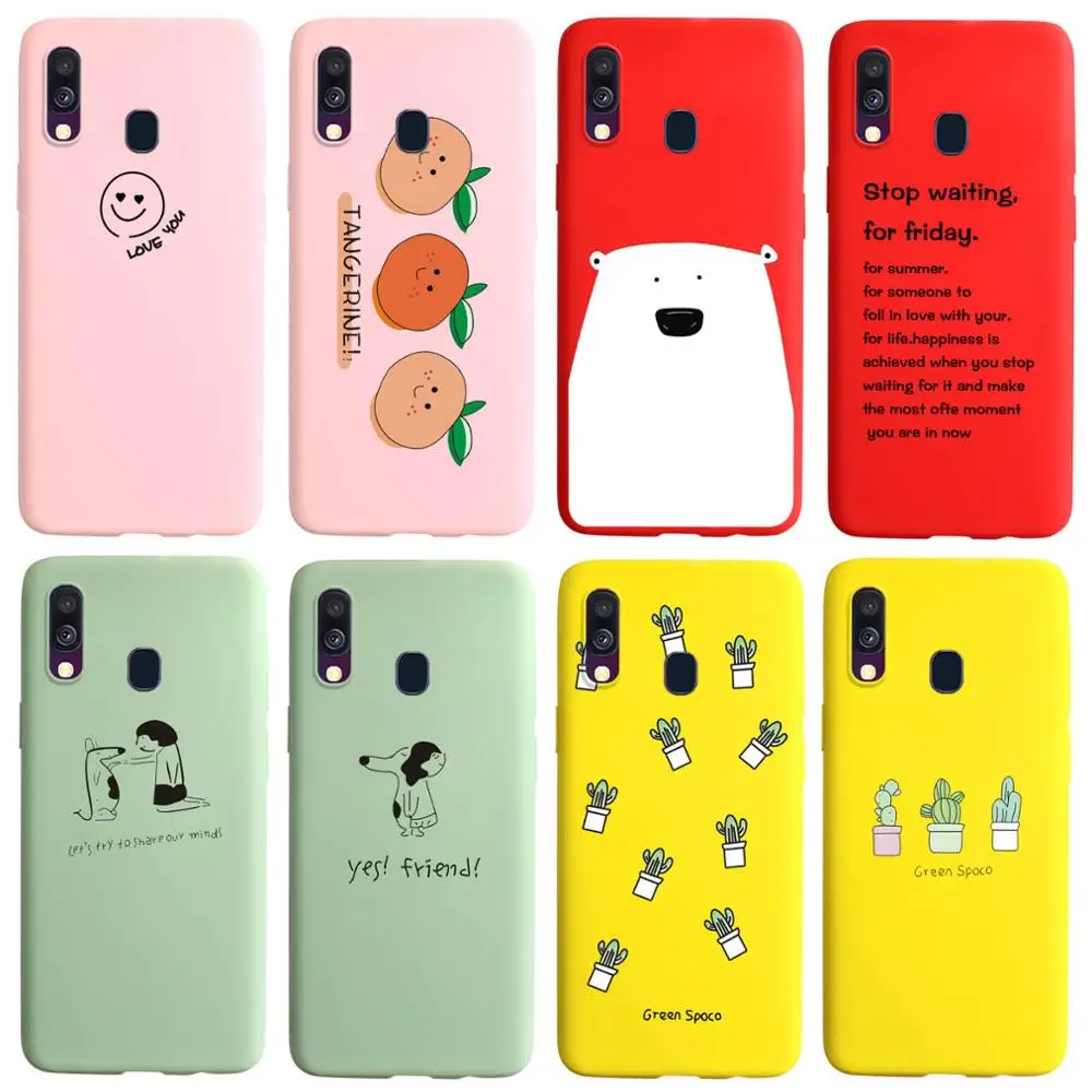 Чехол карамельных цветов для Samsung A40 прозрачный мягкий чехол с рисунком кактуса