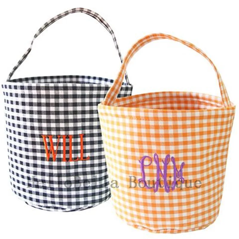 100 шт в мелкую клетку Хэллоуин ведра с монограммой Праздничных конфет ведро осень