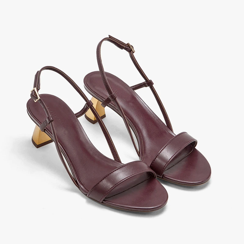 Женские кожаные сандалии с открытым носком на каблуке из флока для весны и лета