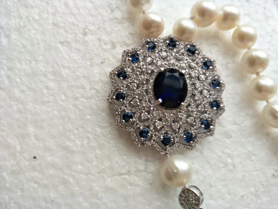 

hot sell new natural 9-10 mm white freshwater pearl necklace long micro inlay zircon clasp sweater chain tassel fashion jewelry