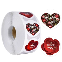 500pcsroll round petals thank you sealing stickers wedding party decoration flowers and heart shaped labels stationery stickers