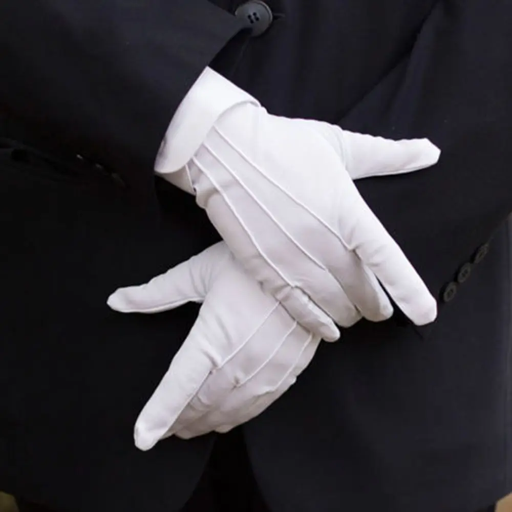 

1 Pairs Men Women White Gloves Formal Etiquette Waiters/Drivers/Jewelry/Workers Guard Parade Inspection Gloves Sweat Absorption