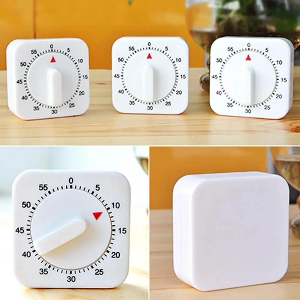 

Novelty White Square 60-Minutes Mechanical Timer Reminder Counting for Kitchen