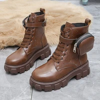 ladies martin boots autumn and winter new solid color pu black punk and nude thick soled non slip short boots womens shoes 2021