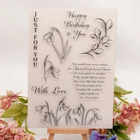 happy birthday leaves clear stamp transparent silicone seal for diy scrapbooking card making photo album decor crafts gift