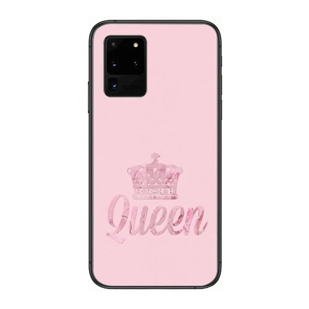 

Pink Princess With Queen Phone cover hull For SamSung Galaxy S 6 7 8 9 10 20 21 Plus Edge E note 5G Lite Ultra black soft bump