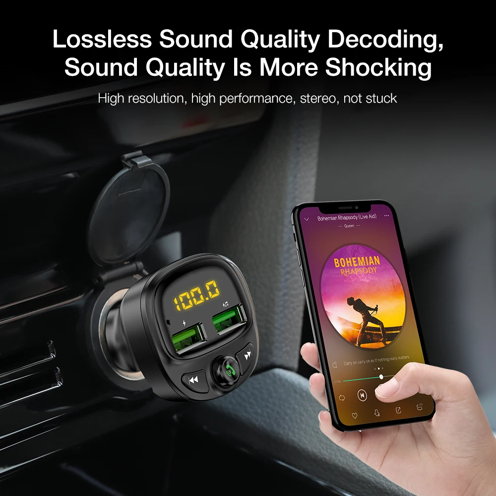 floveme usb car charger for phone bluetooth wireless fm transmitter mp3 player dual usb charger tf card music handfree car kit free global shipping