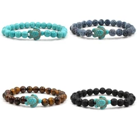 hocole charm sea turtle beads bracelets for women men classic natural stone elastic friendship bracelet men jewelry gift